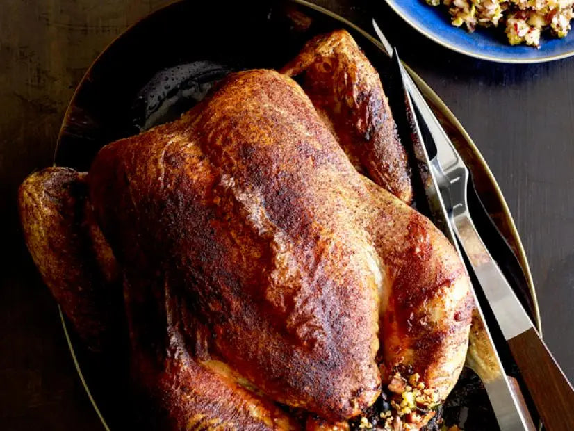 Roasted Capon with Quinoa-Olive Stuffing