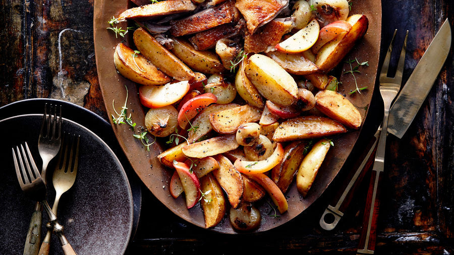 Roast Goose with Potatoes, Onions, and Apples